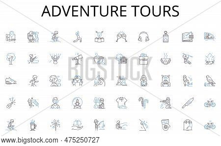 Adventure Tours Line Icons Collection. Education, Guidance, Direction, Coaching, Leadership, Trainin