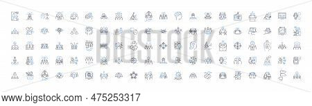 Group Collaboration Line Icons Collection. Teamwork, Collaboration, Cohesion, Synergy, Unity, Partne