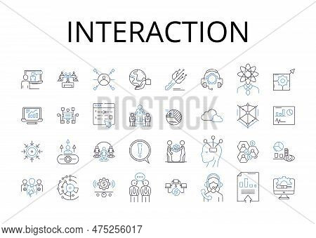 Interaction Line Icons Collection. Communication, Collaboration, Connection, Engagement, Participati