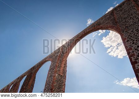 Aqueduct Queretaro Mexico Arquitecture Sky Background Afternoon Sun