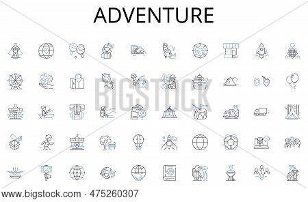 Adventure Line Icons Collection. Joyful, Merry, Festive, Cheerful, Jolly, Glitter, Tinsel Vector And