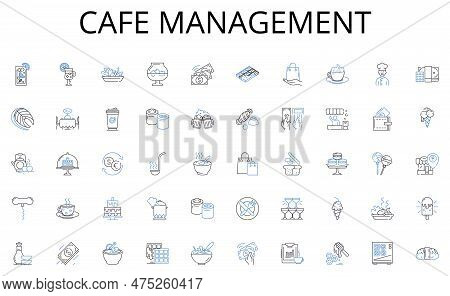 Cafe Management Line Icons Collection. Conversation, Discourse, Interaction, Connection, Exchange, T