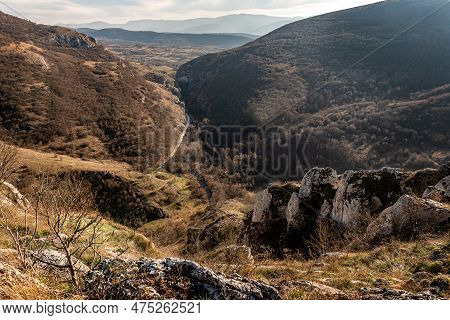 Mountain View Peaks, Slopes And The Canyon Of Svrljig (svrljiske) Mountains In Serbia Under A Beauti
