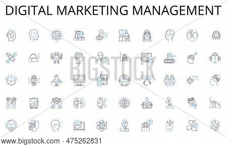 Digital Marketing Management Line Icons Collection. Agility, Stamina, Teamwork, Endurance, Leadershi