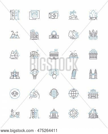 Cultural Tourism Line Icons Collection. Heritage, Authenticity, Diversity, Tradition, Folklore, Muse