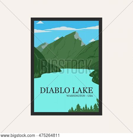 Diablo Lake Poster Vintage Art Design Illustration