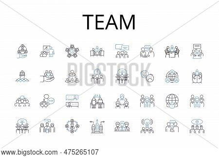 Team Line Icons Collection. Squad, Group, Gang, Unit, Troop, Company, Posse Vector And Linear Illust
