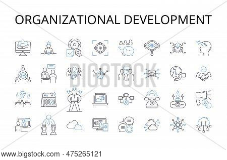 Organizational Development Line Icons Collection. Business Strategy, Project Management, Product Dev
