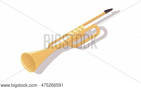 Music Instrument Wind Trumpet Isolated On White Background. Isometric 3d Element In Vector Design St