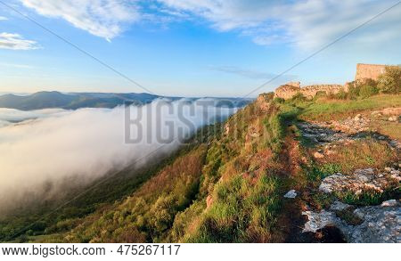 Morning Panorama Cloudy View From Top Of Mangup Kale - Historic Fortress And Ancient Cave Settlement