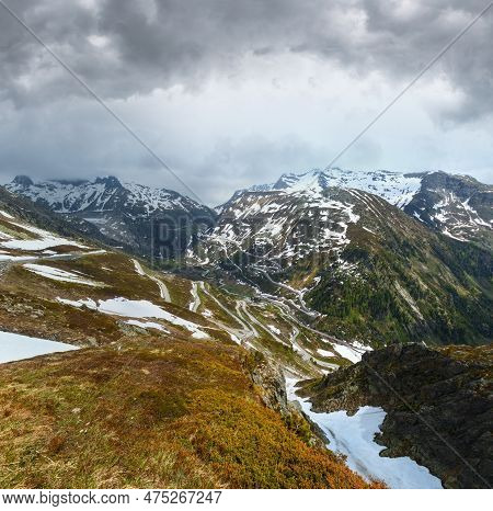 Summer Mountain Landscape With Road (grimsel Pass, Switzerland)