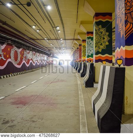 New Delhi, India, June 21 2022 - Pm Narendra Modi Dedicate Pragati Tunnel And Five Underpass Of Prag