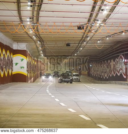 New Delhi, India, June 21 2022 - Pm Narendra Modi Dedicate Pragati Tunnel And Five Underpass Of Prag