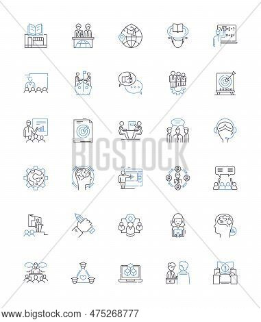 Vacation Business Line Icons Collection. Travel, Tourism, Adventure, Relaxation, Sightseeing, Cruise