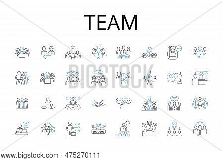 Team Line Icons Collection. Squad, Group, Gang, Unit, Troop, Company, Posse Vector And Linear Illust