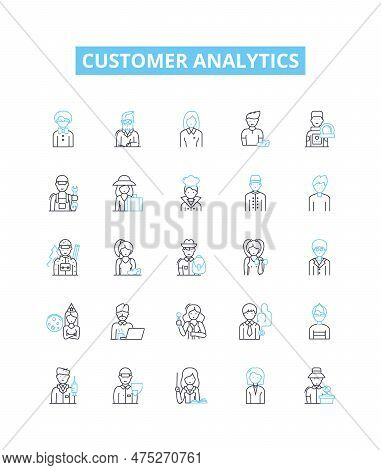 Customer Analytics Vector Line Icons Set. Customer, Analytics, Segmentation, Profiling, Analysis, Tr