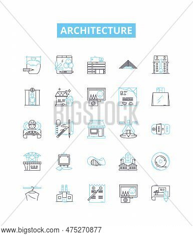 Architecture Vector Line Icons Set. Structure, Design, Facade, Building, Planning, Form, Space Illus