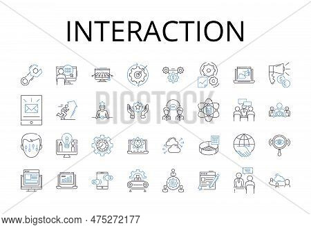 Interaction Line Icons Collection. Communication, Collaboration, Connection, Engagement, Participati