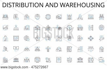 Distribution And Warehousing Line Icons Collection. Militant, Combat, Battalion, Troop, Warfare, Bat