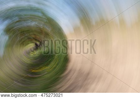 Spring Turns To Summer Cycle Of Seasons Abstract Landscape Swirl Motion Blur.  Intentional Camera Mo