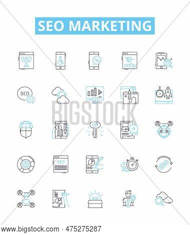 Seo Marketing Vector Line Icons Set. Seo, Marketing, Optimization, Online, Web, Website, Traffic Ill