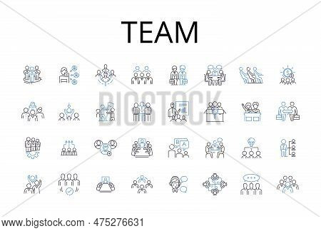 Team Line Icons Collection. Squad, Group, Gang, Unit, Troop, Company, Posse Vector And Linear Illust