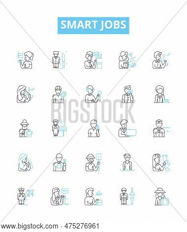 Smart Jobs Vector Line Icons Set. Smartwork, High-tech, Automation, Ai, Robotics, Innovative, It Ill
