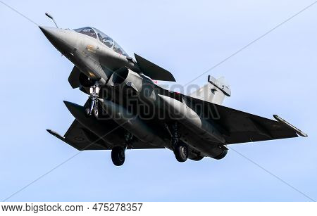 French Air Force Dassault Rafale Fighter Jet Arriving At Leeuwarden Air Base. The Netherlands - Apri