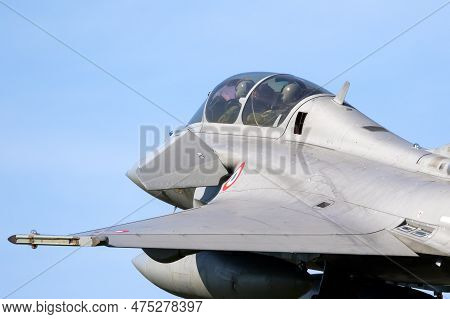 French Air Force Dassault Rafale Fighter Jet In Flight During Exercise Frisian Flag. Leeuwarden, The