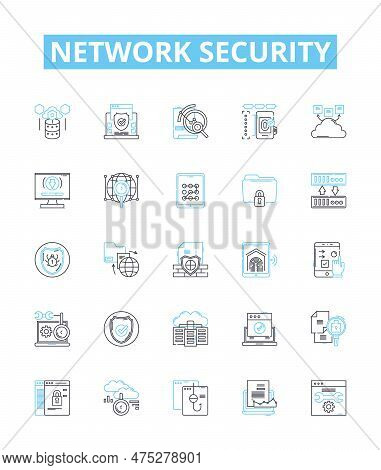 Network Security Vector Line Icons Set. Network, Security, Cyber, Intrusion, Firewall, Malware, Anti