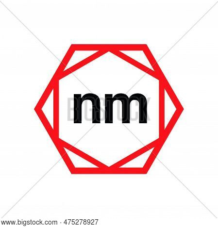 Nm Hexagon Typography Monogram Vector. Nm Brand Name Icon.