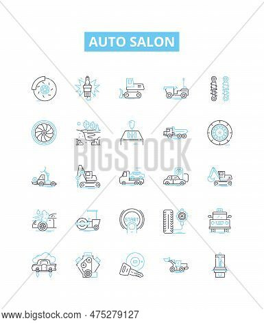 Auto Salon Vector Line Icons Set. Cars, Detailing, Waxing, Polishing, Paint, Automotive, Cleaning Il