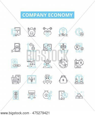 Company Economy Vector Line Icons Set. Corporation, Profit, Investment, Economic, Finance, Market, J