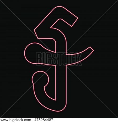 Neon Cambodia Riel Currency Symbol Money Sign Red Color Vector Illustration Image Flat Style Light