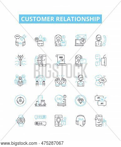 Customer Relationship Vector Line Icons Set. Customer, Relationship, Customers, Relationships, Inter