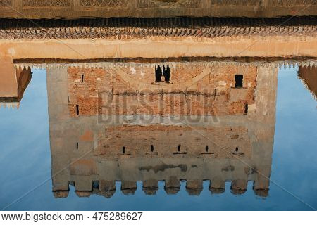 Comares Palace And Tower From The Court Of Myrtles Reflected In The Yard Pool, Nasrid Palace, Alhamb