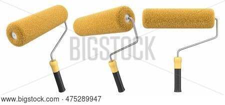 Set Of Paint Roller For Painting Walls And Renovating Apartment On White