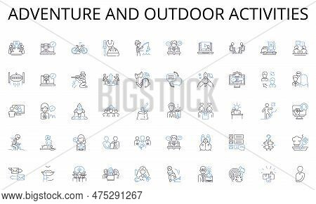 Adventure And Outdoor Activities Line Icons Collection. Robotics, Nanotechnology, Machine Learning, 
