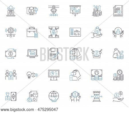 Asset Supervision Line Icons Collection. Inventory, Tracking, Monitoring, Oversight, Inspection, Man