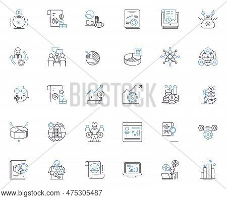Trade Line Icons Collection. Commerce, Market, Exchange, Finance, Supply, Demand, Barter Vector And 