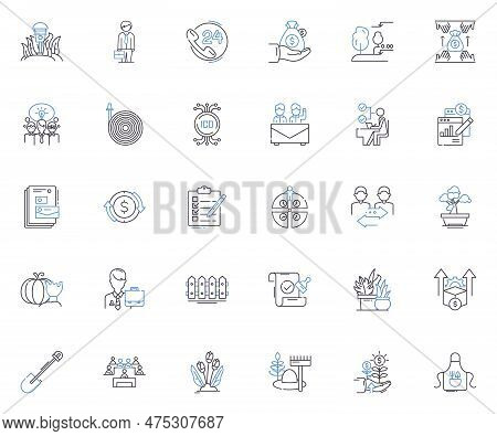 Harvesting Domain Line Icons Collection. Crops, Gardens, Orchards, Harvest, Yield, Fields, Farming V
