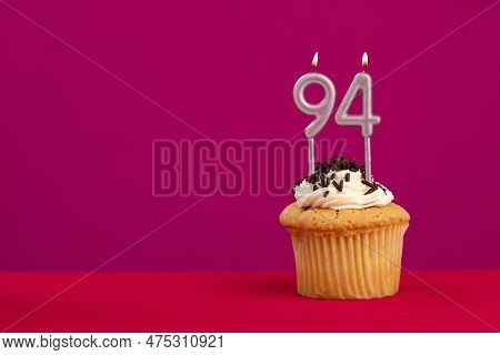 Candle Number 94 - Cake Birthday In Rhodamine Red Background