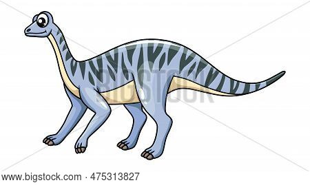 Cartoon Mussaurus Dinosaur Character. Isolated Vector Herbivorous Sauropodomorph Dino Of Late Triass