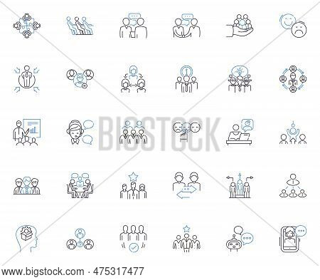 Administrative Assistants Line Icons Collection. Organization, Multitasking, Communication, Efficien