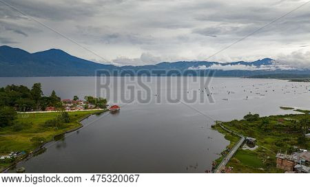 Aerial View Of Lake Kerinci Among The Mountains. Sumatra, Indonesia.