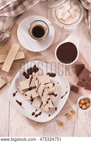 Neapolitan Wafers Filling With Hazelnut Chocolate Cream.