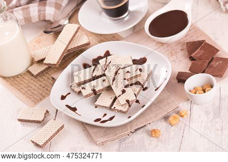 Neapolitan Wafers Filling With Hazelnut Chocolate Cream.