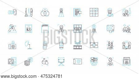 Trade Photography Linear Icons Set. Commerce, Business, Transactions, Deals, Transactions, Exchanges