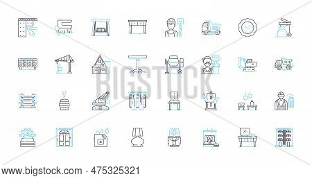 Home Linear Icons Set. Cozy, Comfy, Sanctuary, Haven, Family, Nest, Warm Line Vector And Concept Sig