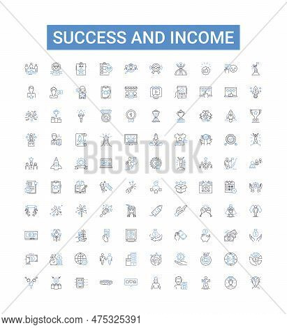 Success And Income Outline Icons Collection. Income, Success, Prosperity, Achievement, Excel, Gains,